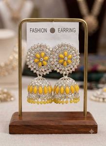 Exquisite Yellow Flower Jhumka Earrings