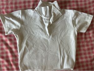 White Collared Short Sleeve Top