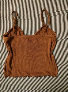 Brown lace trim top