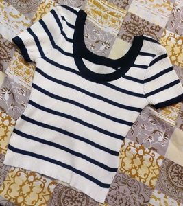 Striped Crop Top &amp; Skirt Set