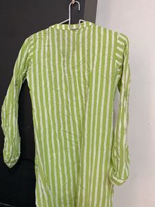 Green & White Striped Kurta