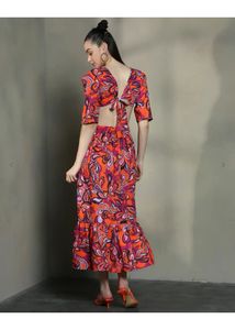 Vibrant Floral Maxi Dress with Slit