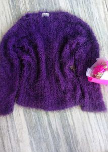 Purple Fuzzy Knit Sweate,woollen, fur jacket