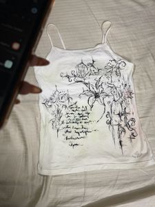 Y2K White Graphic Print tank
