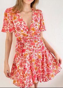 Floral Chiffon blend Mini Dress