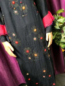 Black Floral Embroidered Kurti Designer piece