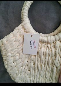 Chic Woven Handbag with Scarf Accent
