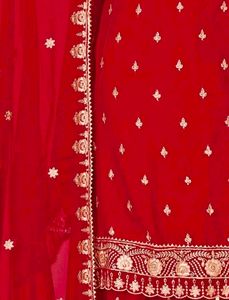 ♥️Elegant Red Embroidered Kurta Set with Dupatta