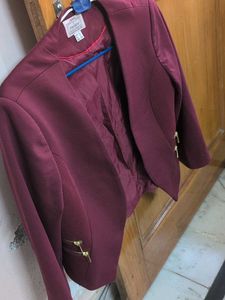 Vintage Burgundy Cropped Blazer