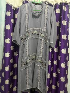 Elegant Grey Kurta Set with Embellishments