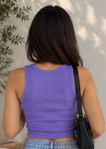 Ribbed Crop Tank Top - Lavender