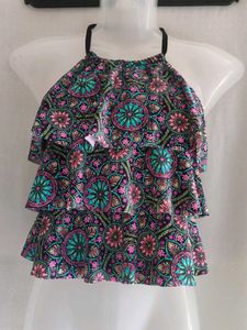 Tiered Boho Mandala Print Bikini Top