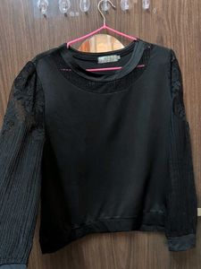 Elegant Black Lace Sleeve Top
