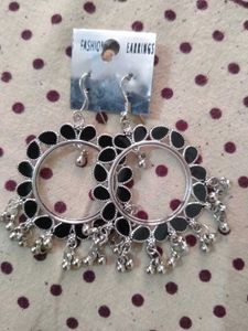Stylish Black Hoop Earrings