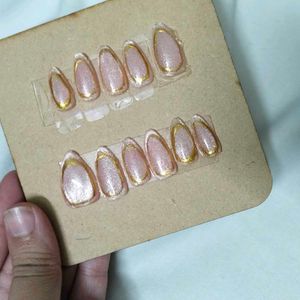Glam Pink &amp; Gold Press-On Nails