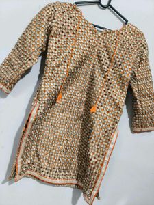 Embellished Orange Kurta and gharara