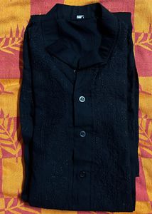Men’s Black Embroidered Kurta
