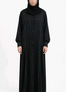 Black designer abaya+grey bag + stoll combo of 3😍