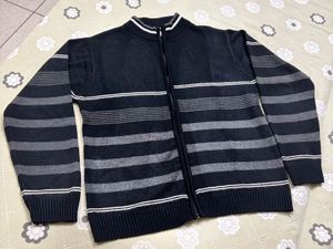 Vintage Striped Zip-Up Sweater