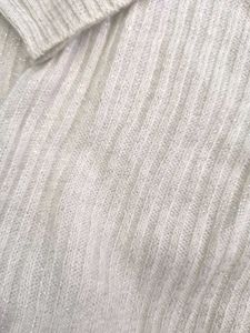 Cream Ribbed Mock Neck Sweater