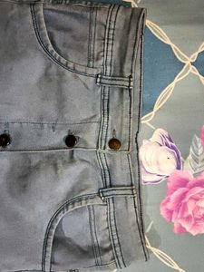 Light Wash Denim Button-Up Skirt