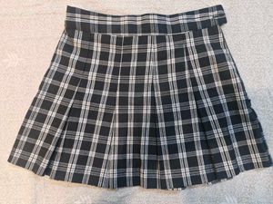 Black &amp; White Plaid Mini Skirt