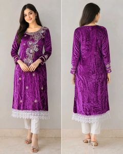 Embroidered Velvet Kurta