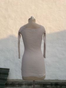 Ribbed Knit Long Sleeve Mini Dress