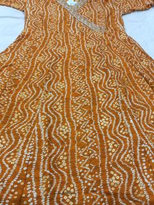 Elegant Orange Bandhani Gown
