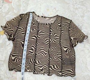 Brown Swirl Mesh Crop Top