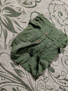 Olive green crop shirt