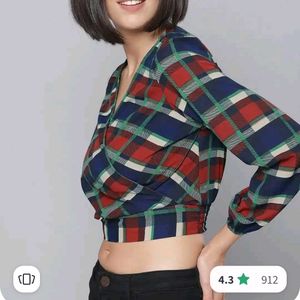 Trendy Plaid Wrap Top