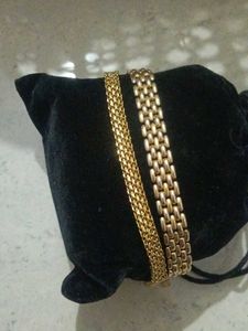 Elegant Gold Tone Bracelet Set man and women 2 pie