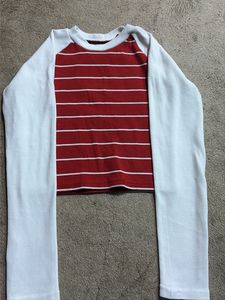 Striped Long Sleeve Cropped Top