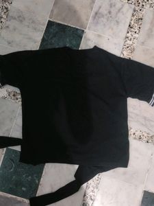 Girls Top Black Cotton Blend