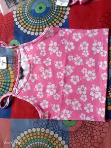 Pink Floral Spaghetti Strap Top