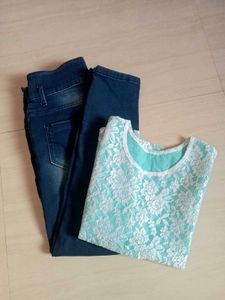 Stylish Denim Jeans with Top