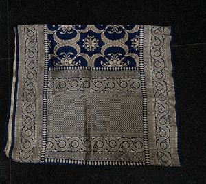 Exquisite Blue &amp; Gold Banarasi Silk Dupatta
