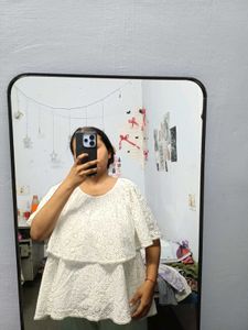 Elegant White Broderie Anglaise Blouse