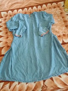 Embroidered Denim Kurta
