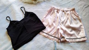 Satin Pajama Set - Camisole &amp; Shorts