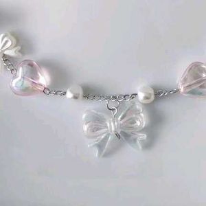Kawaii Pearl &amp; Bow Necklace