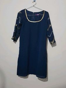 Libas Elegant Blue Kurta with Gold Embellishments