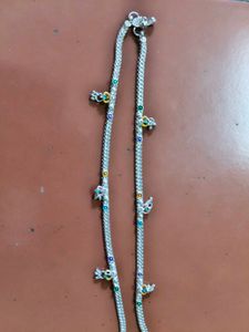 Silver Anklets with Colorful Charms