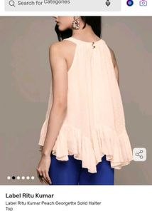 Label Ritu Kumar peach Halter Neck Top