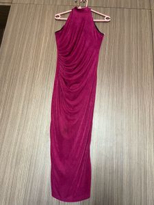 Elegant Ruched Halter Neck Dress