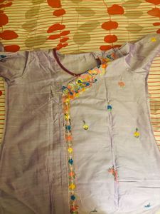 lavender Embroidered Kurta