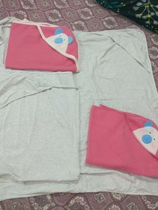 Cute Teddy Bear Hooded wrapper Set