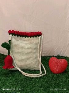 Handmade Crochet Rose Bag