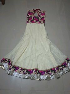 Elegant Floral Print Anarkali Dress
